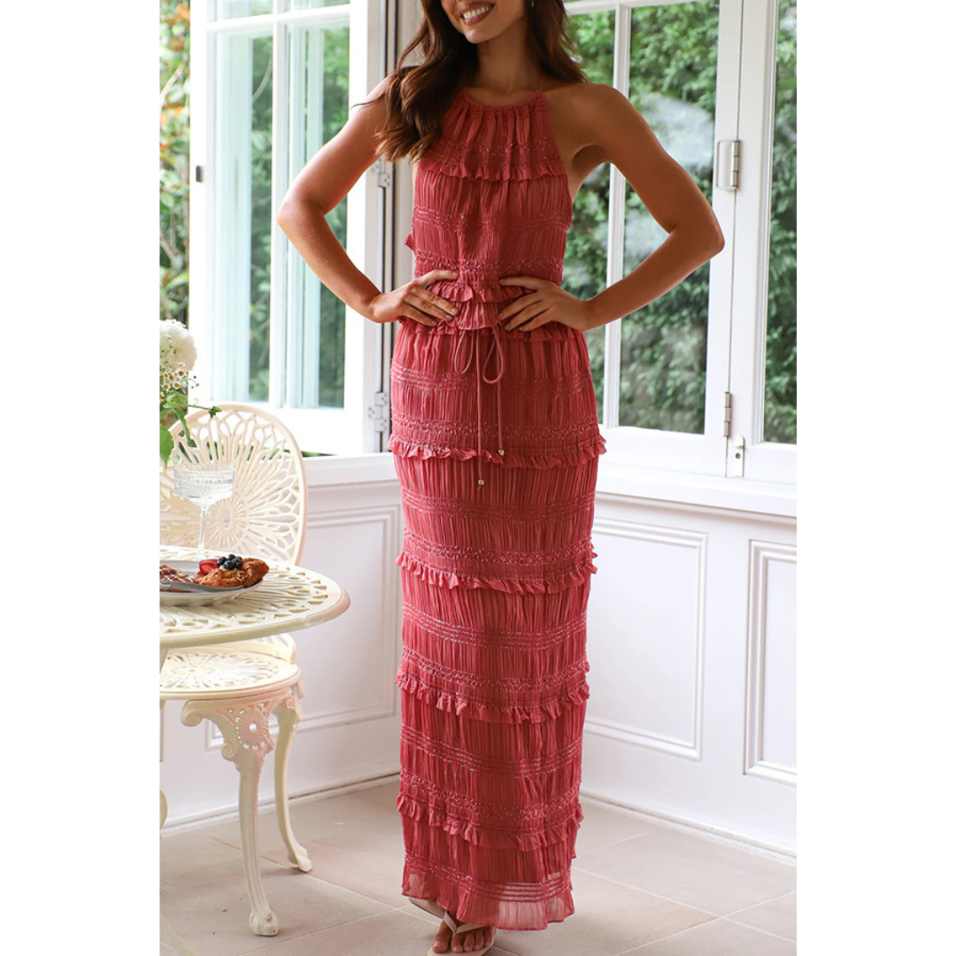 ANDREA™ – Elegant Summer Boho Halter Neck and Skirt Set