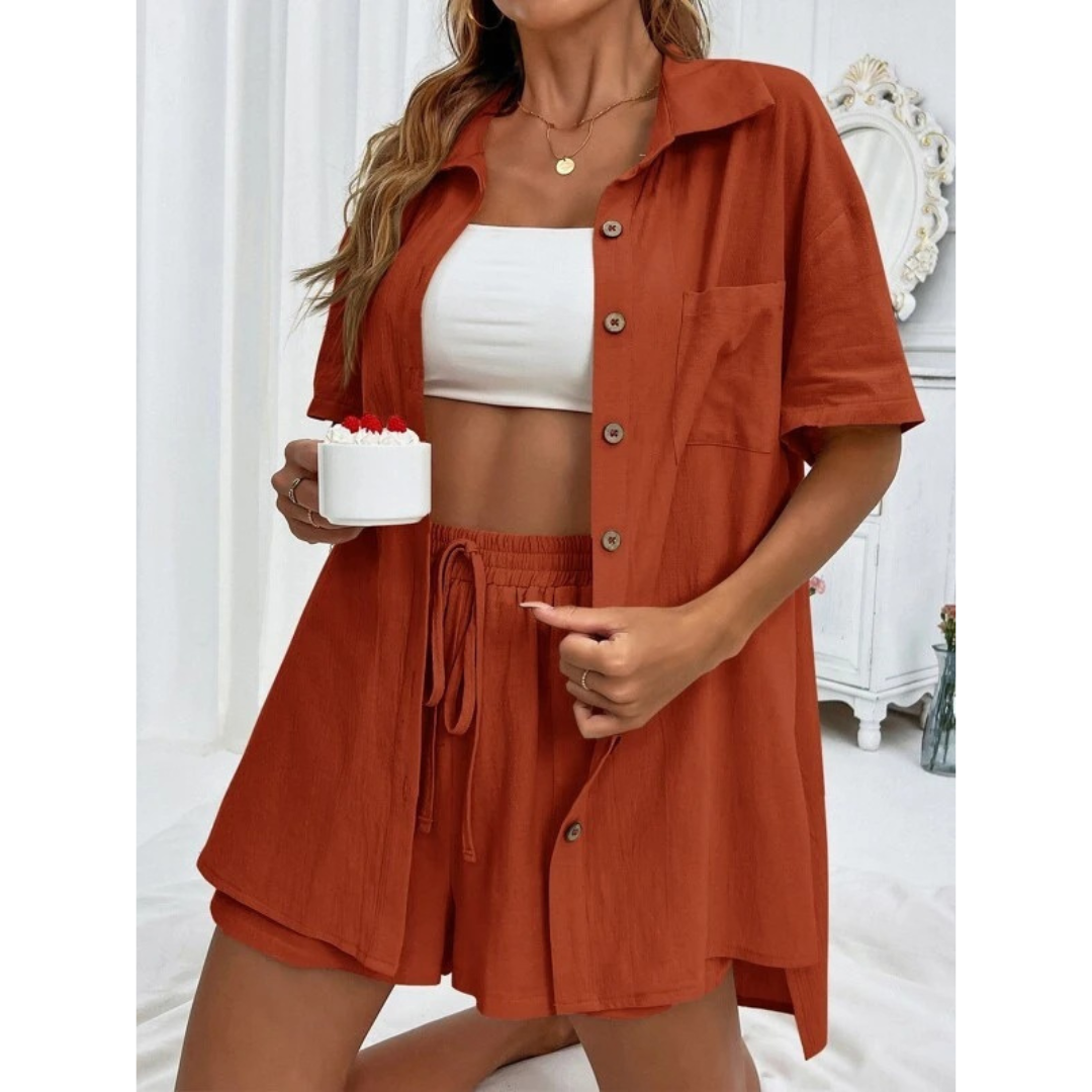KRISTINE™ – Casual Summer Button-Down Lounge Set