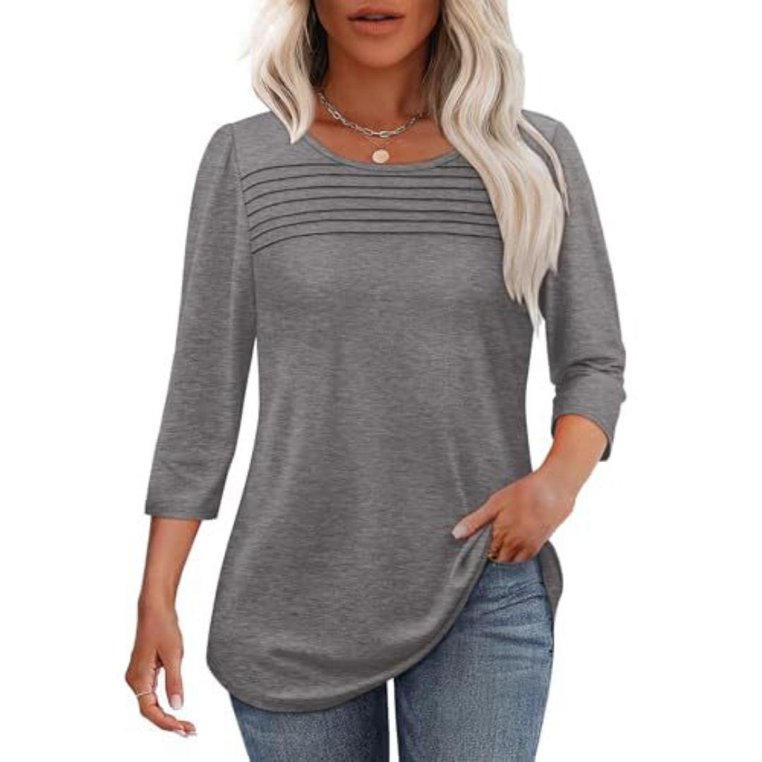 TESSARA™ – Casual Pleated Front Spring Top