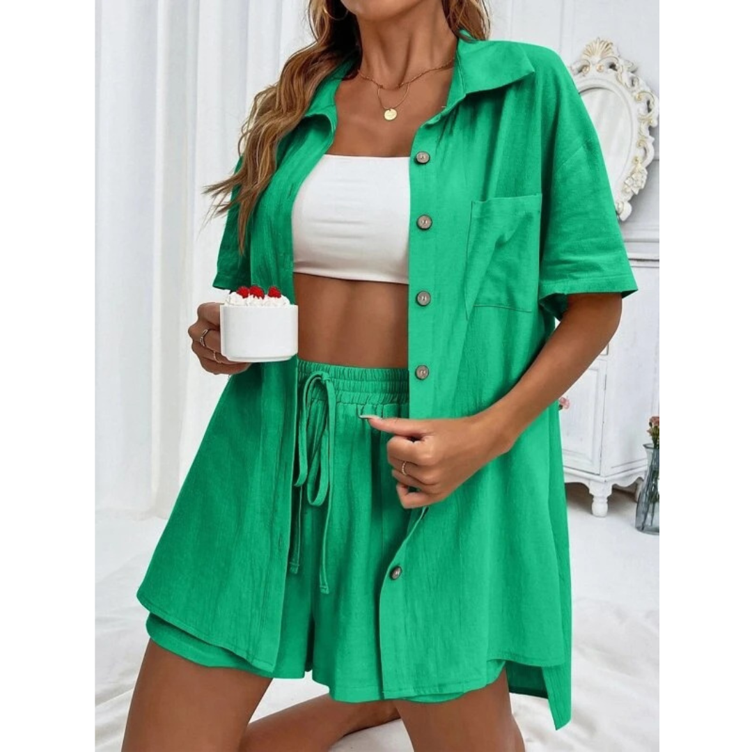 KRISTINE™ – Casual Summer Button-Down Lounge Set