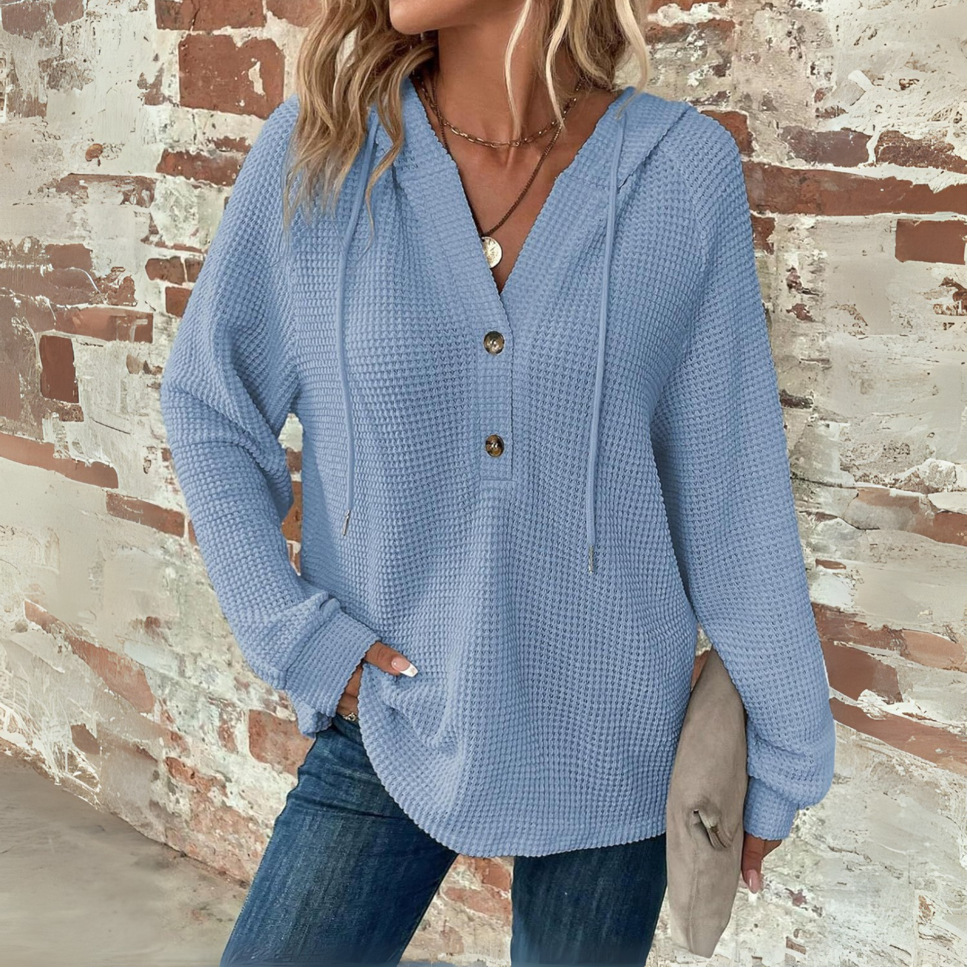 SIONI™ - Casual Long Sleeve V-Neck Hoodie Sweatshirt