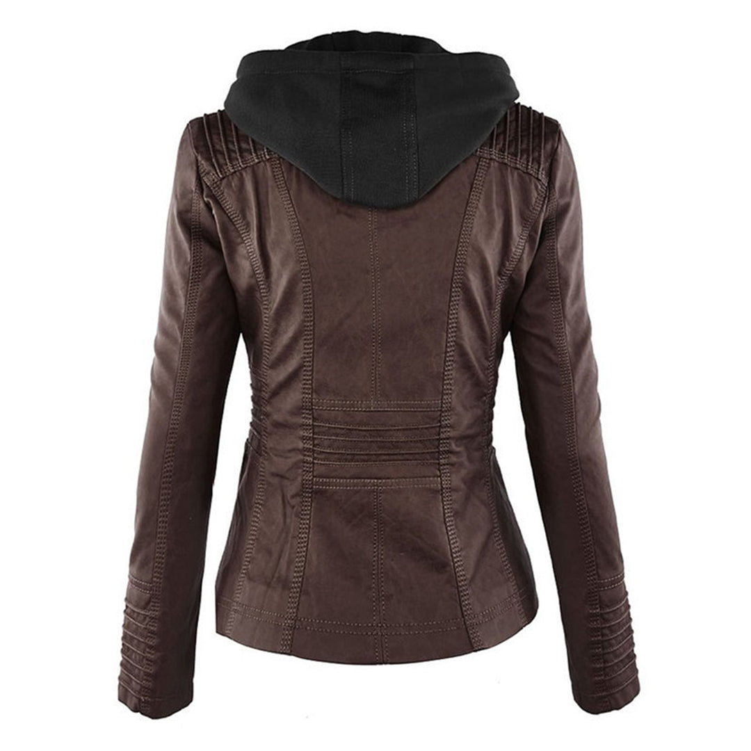 Rachel™ | Modern Leather Jacket with Hood