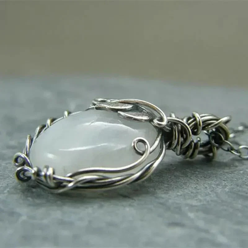 Moonstone Necklace - Wire Pendant