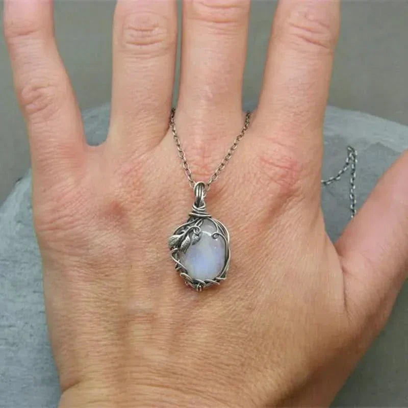 Moonstone Necklace - Wire Pendant