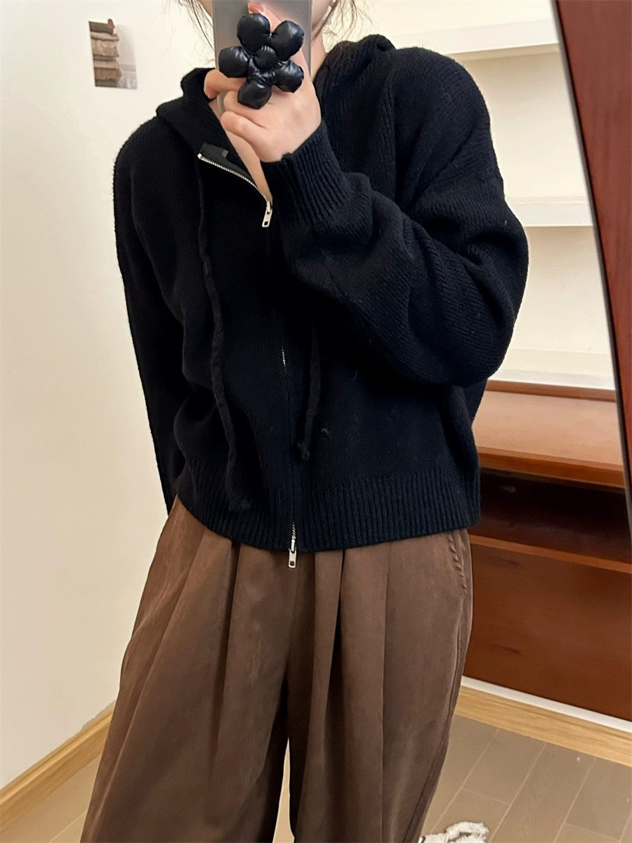 QUESTA™ - Casual Zip Up Long Sleeve Hooded Cardigan