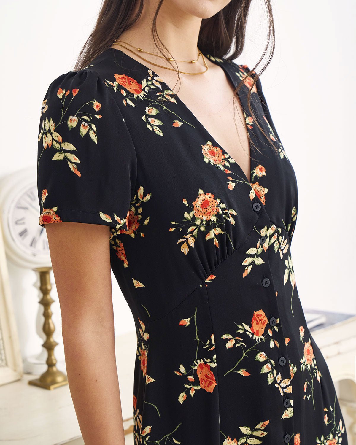 Alexia | V Neck Floral Short Sleeve Maxi Dress