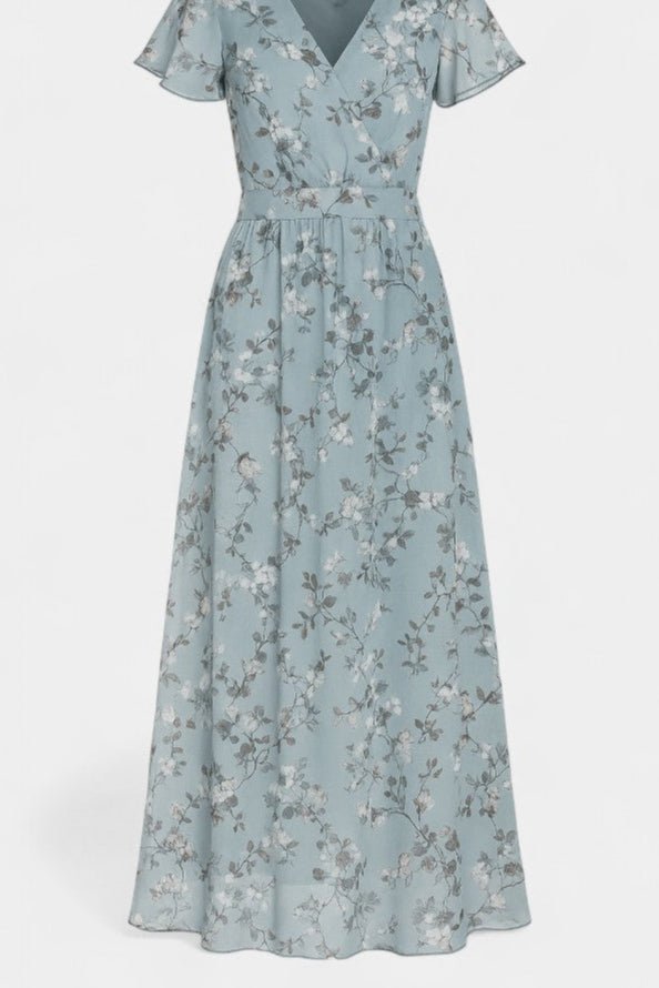 Amara | Floral Flutter Sleeve Maxi Dress