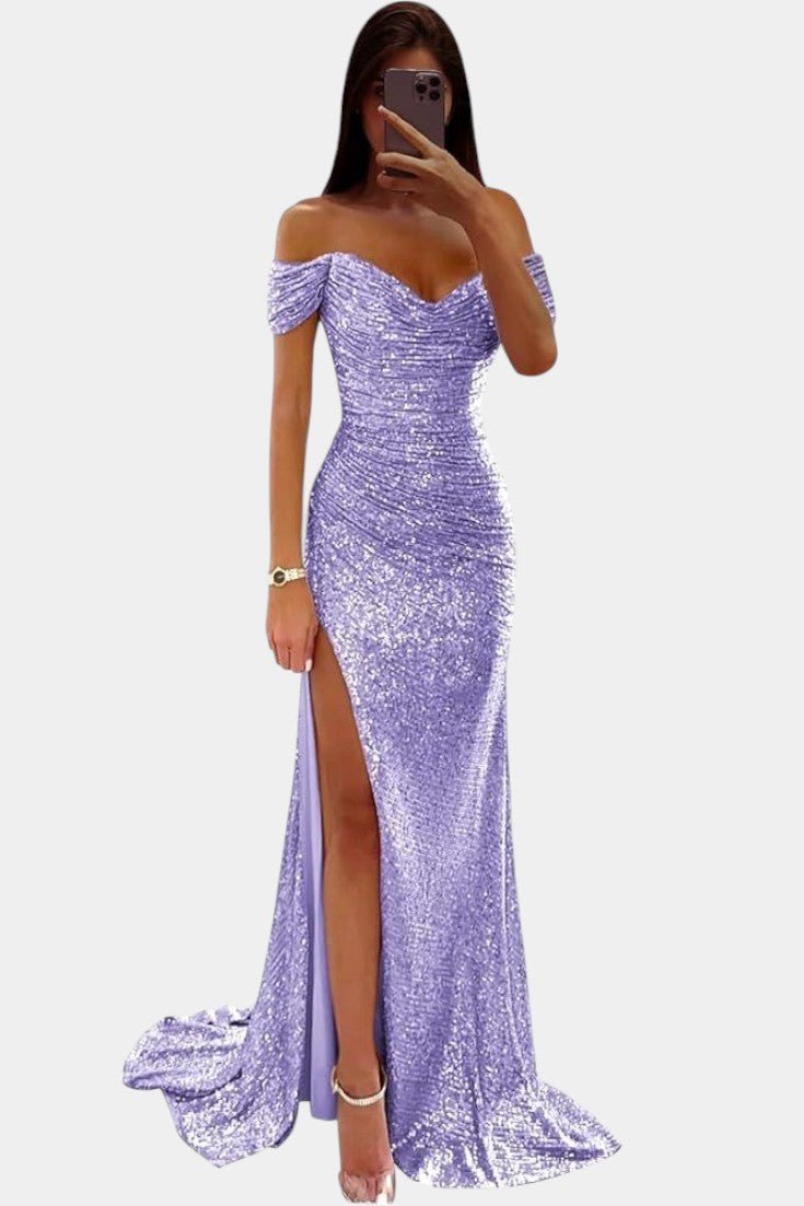 Ariel | Off-Shoulder Sequin Mermaid Gown