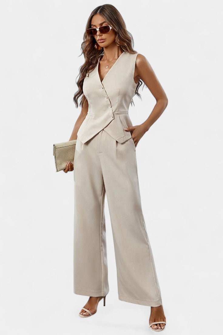 Heskia | Sleeveless Waistcoat & Wide-Leg Pants Set