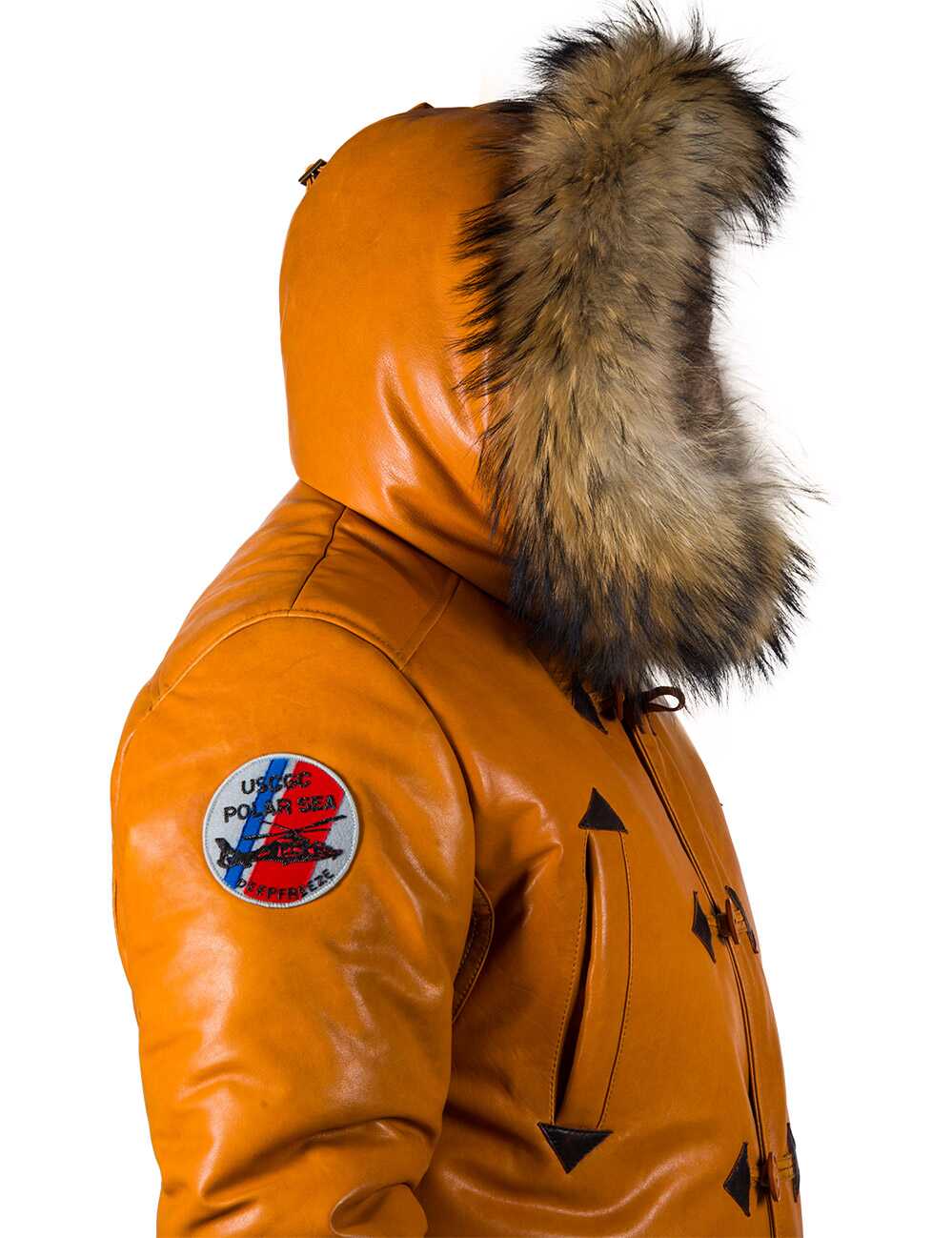 Orion™ | Orange Leather Parka for Men