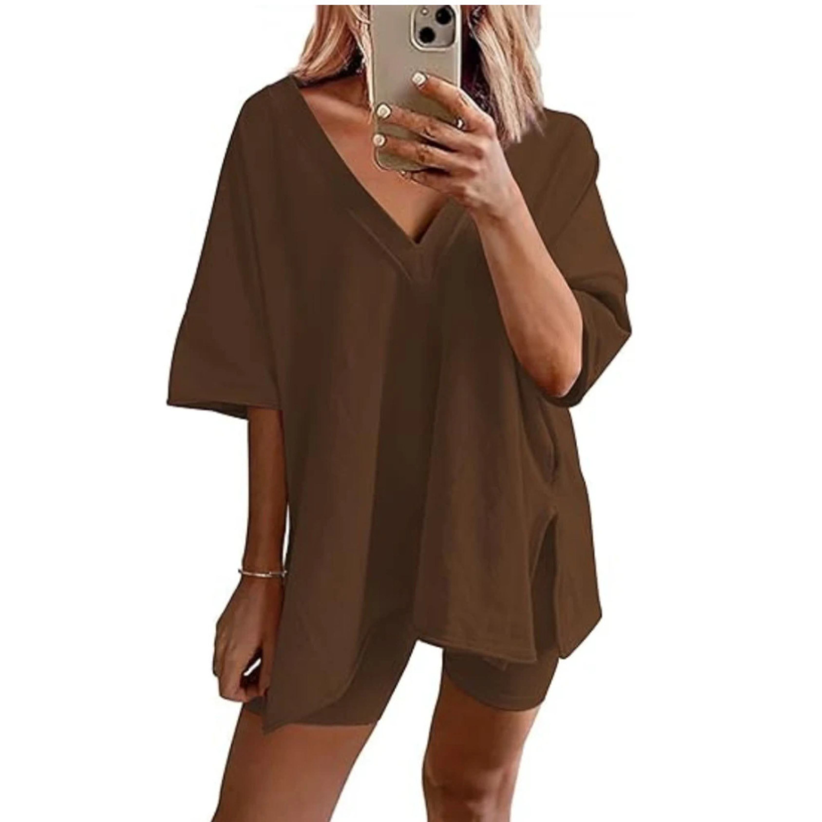 RAMLYN™ – Casual Oversized V-Neck and Short Set