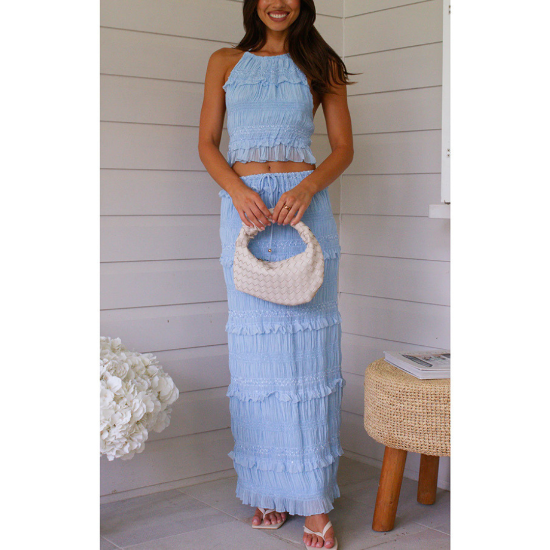 ANDREA™ – Elegant Summer Boho Halter Neck and Skirt Set