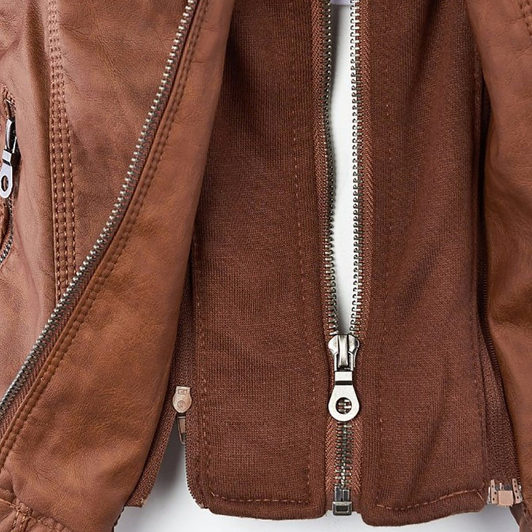Rachel™ | Modern Leather Jacket with Hood