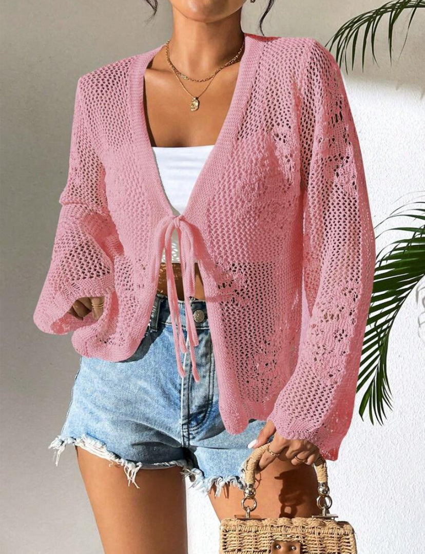 SICAT™ – Elegant Tie Front Long Sleeve Cardigan