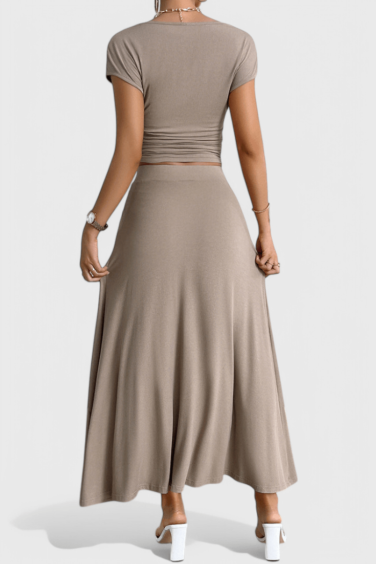 Anastasia | Ruched Crop Top & Flowing Skirt Co-Ord