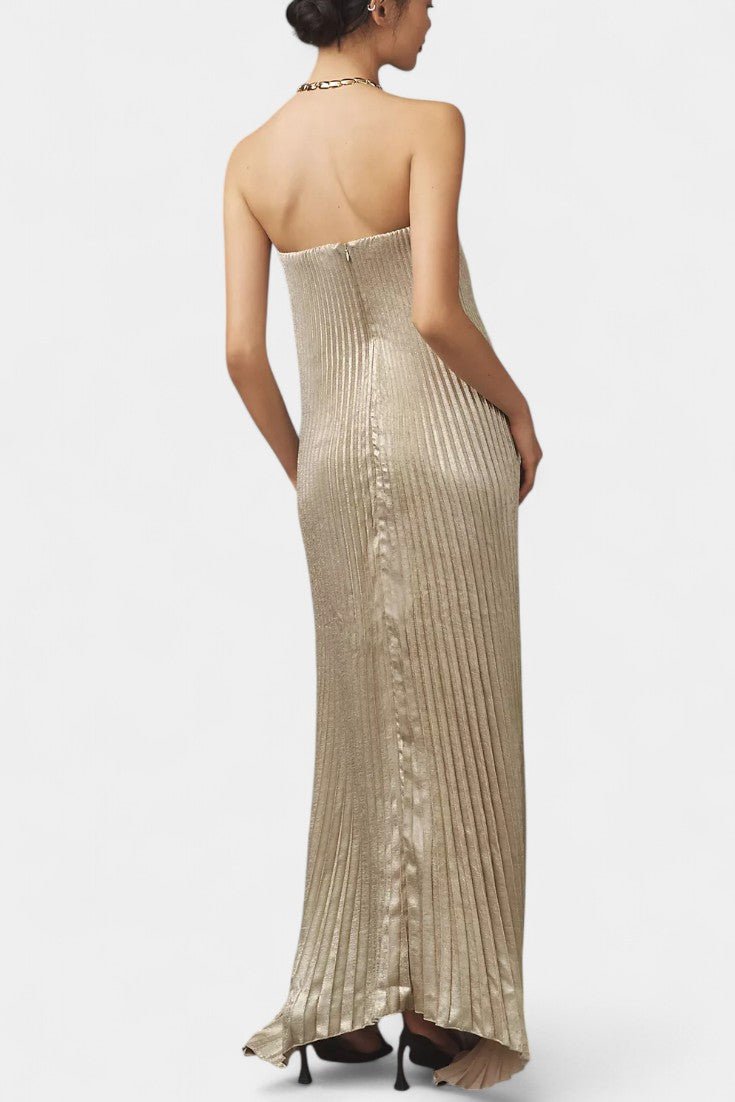 Andreia | Pleated A-Line Strapless Maxi Dress