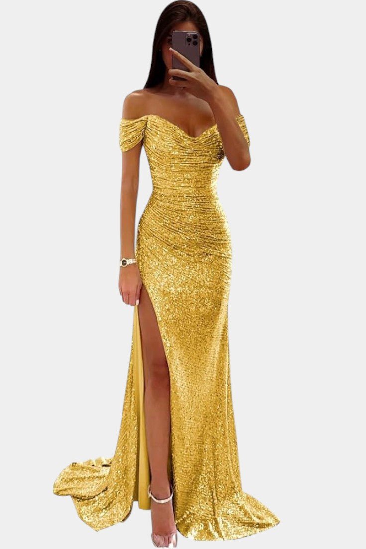 Ariel | Off-Shoulder Sequin Mermaid Gown