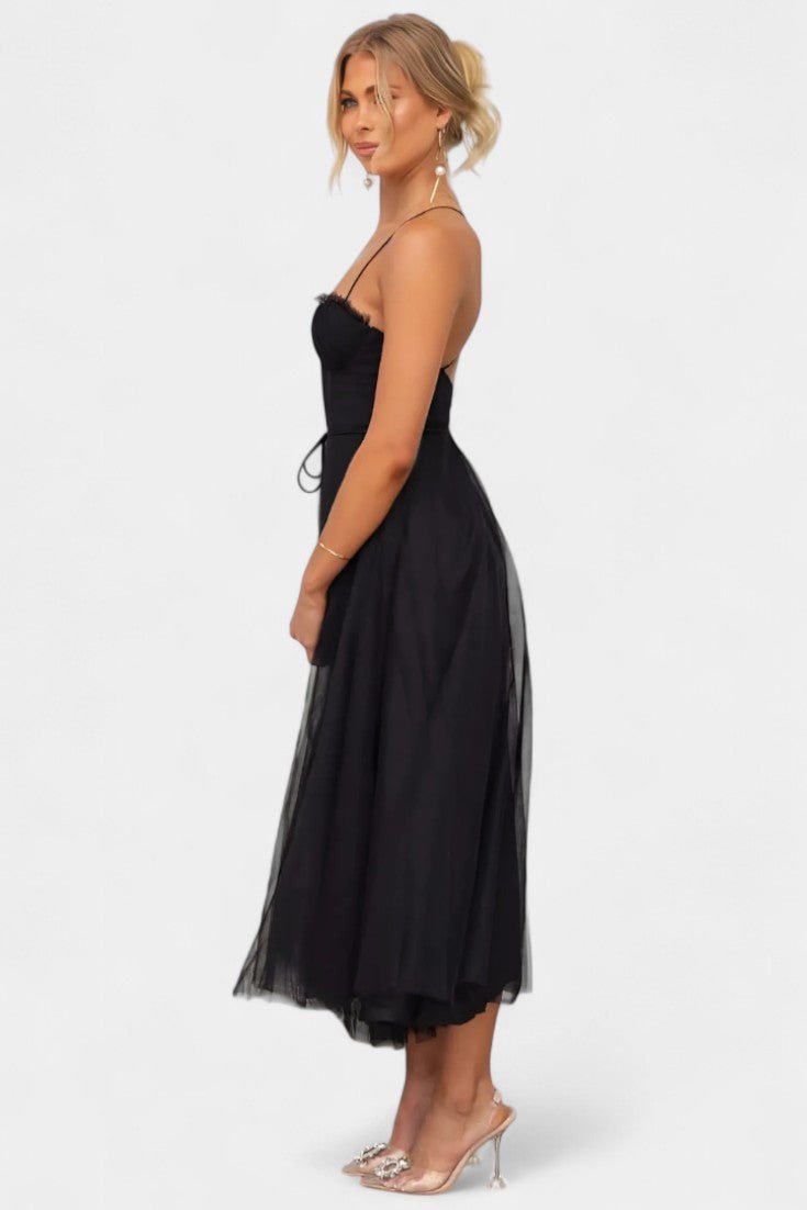 Eileen | Corset Tulle Midi Dress