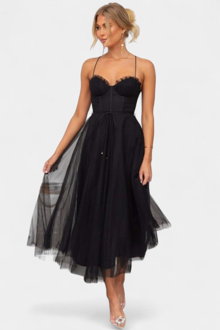 Eileen | Corset Tulle Midi Dress