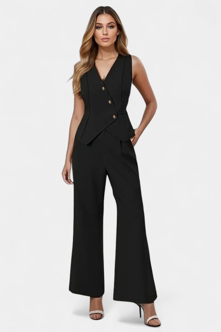 Heskia | Sleeveless Waistcoat & Wide-Leg Pants Set