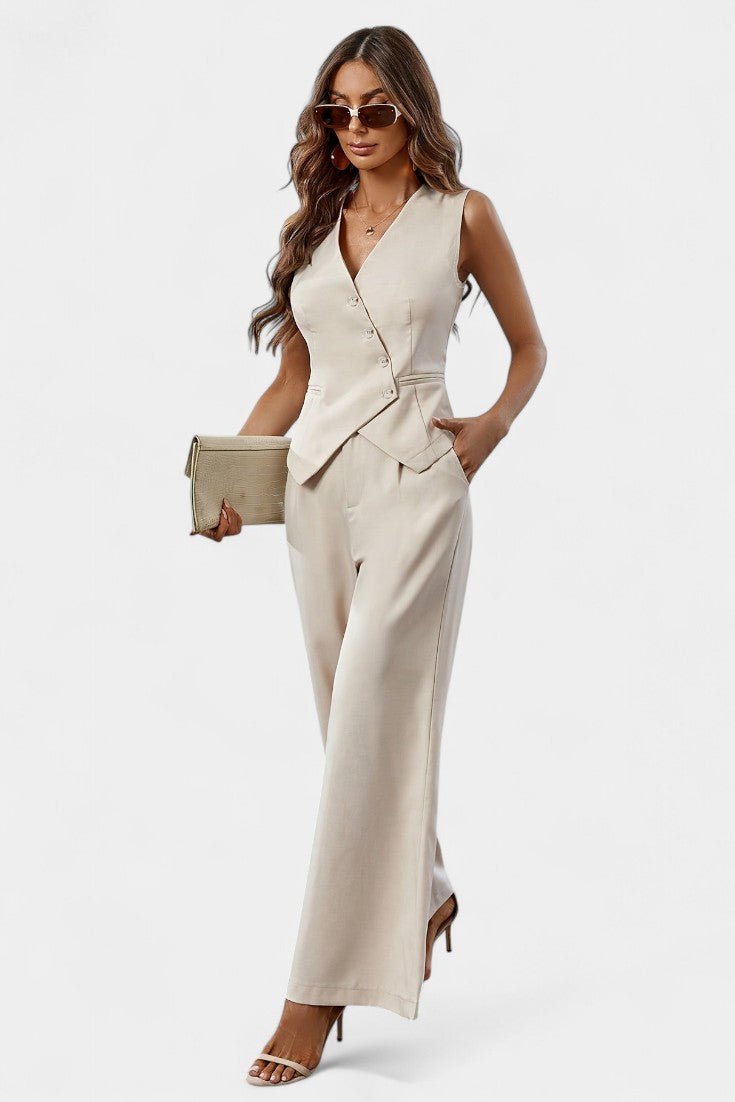Heskia | Sleeveless Waistcoat & Wide-Leg Pants Set