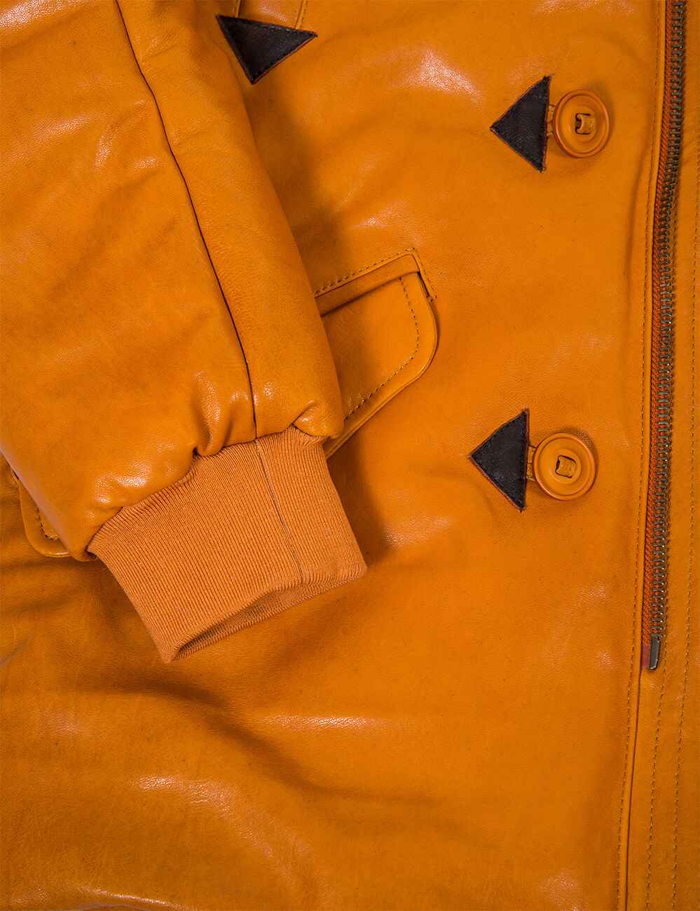 Orion™ | Orange Leather Parka for Men