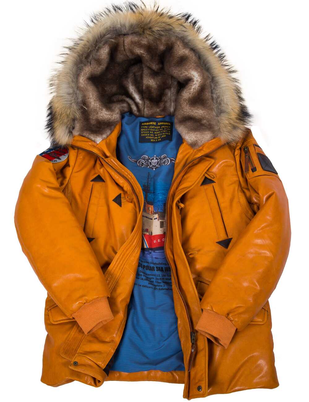 Orion™ | Orange Leather Parka for Men