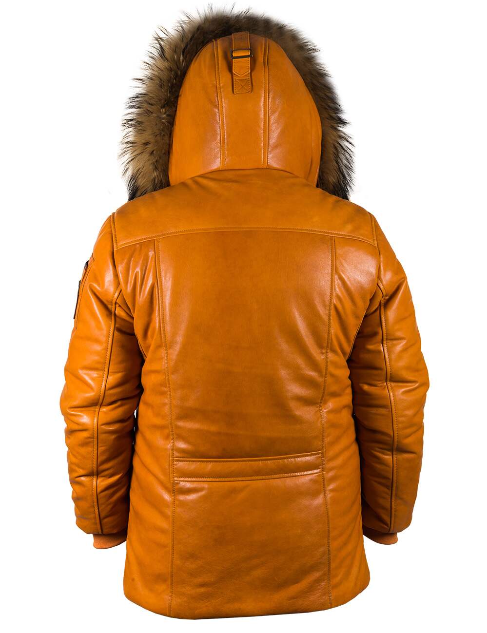 Orion™ | Orange Leather Parka for Men